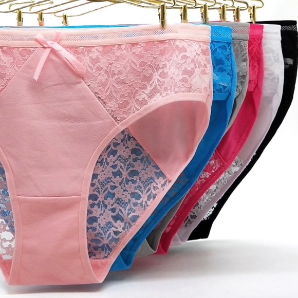 PINK Lace Panties. High Waist Cotton Panties. Waist size 26" to 36" - Picture 2 of 4